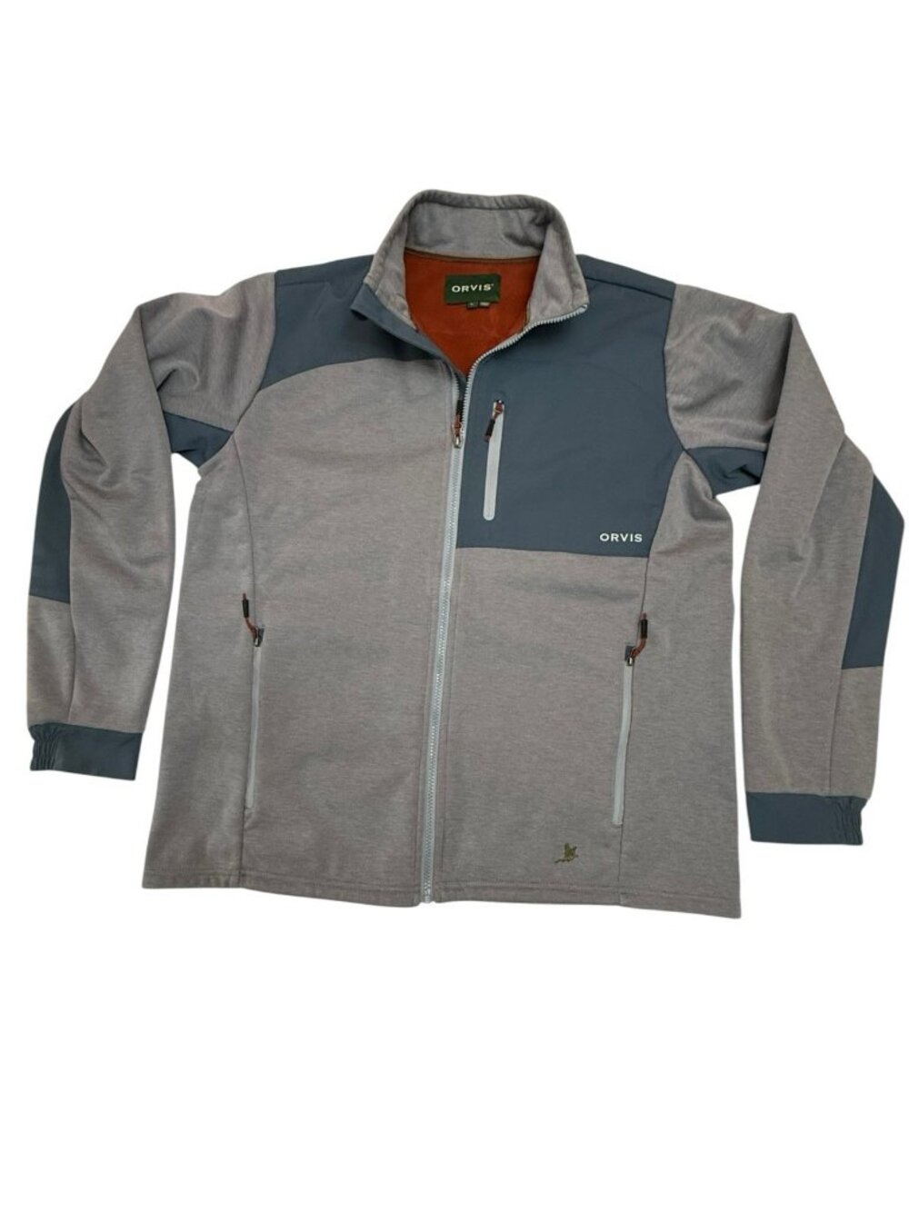 Orvis Mens Large Soft Shell Wool Blend Jacket Gray Blue Full Zip Outdoor
